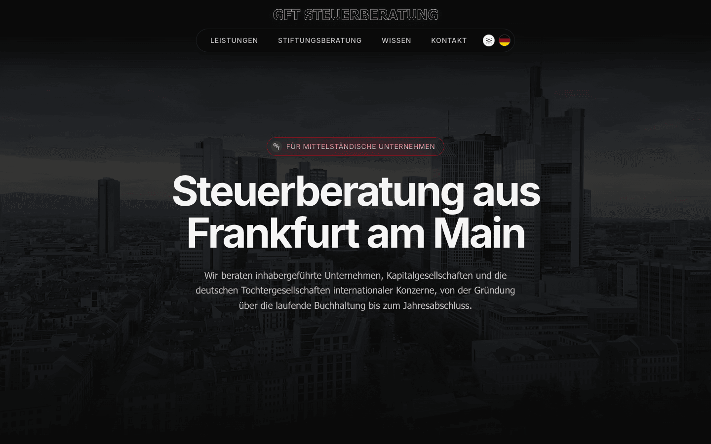 Startseite der Website von GFT Steuerberatung