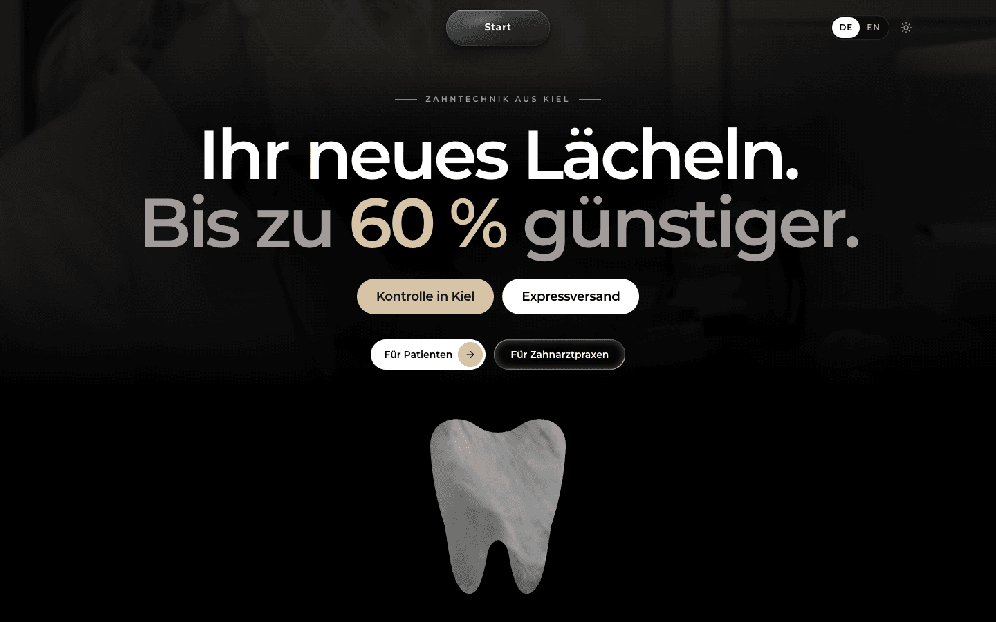 Startseite der Website von NordicDent